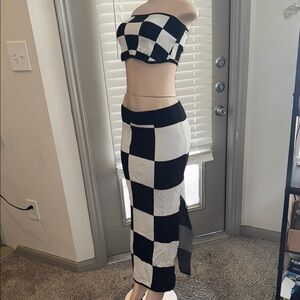 SHEIN Black and White Checkered Pencil Skirt